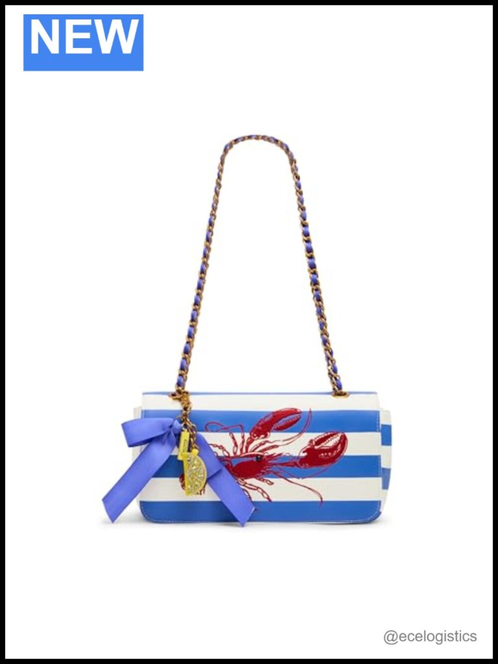 Faux Leather Lobster Embroidered Satchel Shoulder Bag with Magnetic Snap